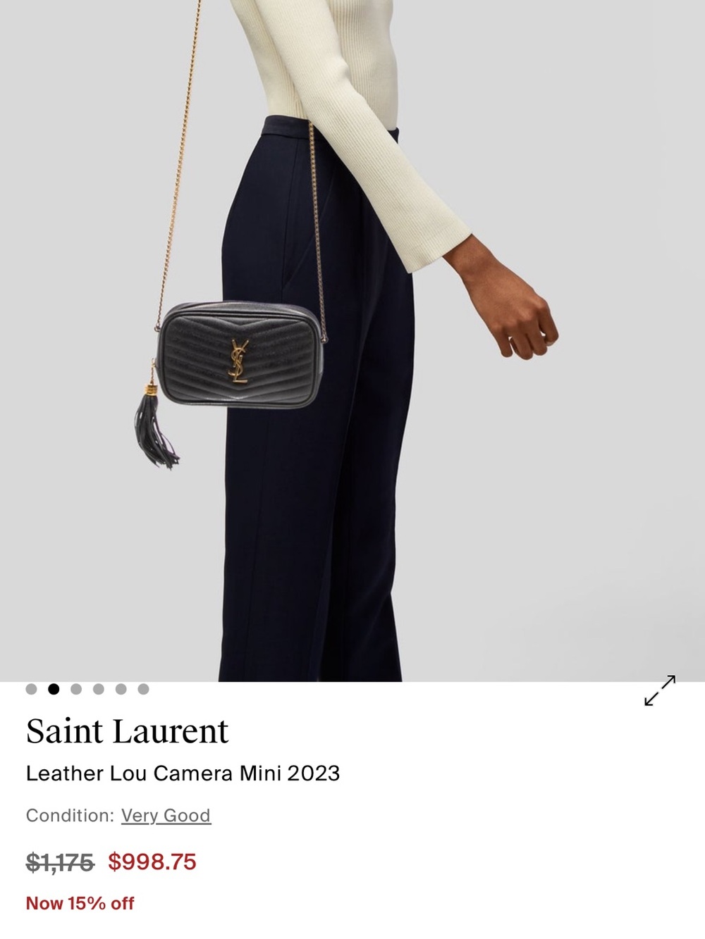 Saint Laurent Black Quilted Leather Mini Camera Crossbody with Gold Hardware